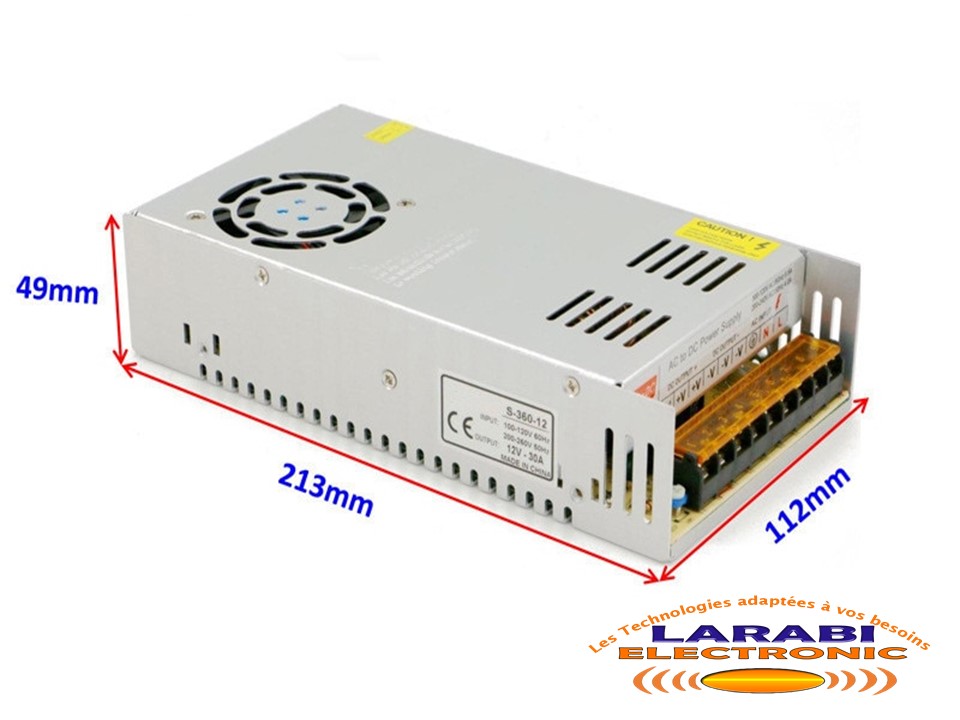 Boîte d'alimentation 12V – 10A – LARABI ELECTRONIC