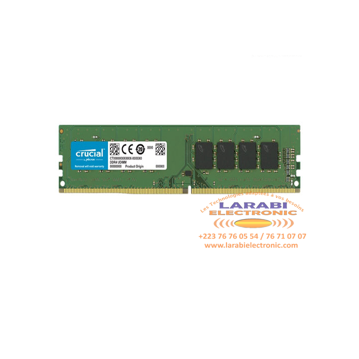CRUCIAL Barrette De RAM DDR4 8 GB Mémoire Vive Pour Ordinateur Bureautique  – LARABI ELECTRONIC
