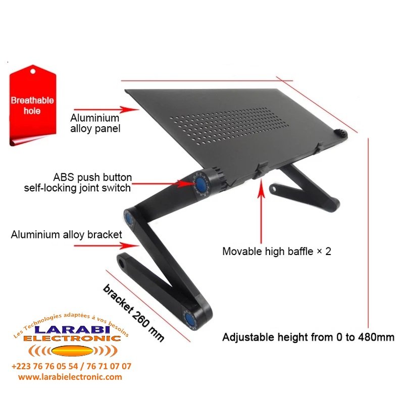 Support ordinateur portable pliable et réglable – LARABI ELECTRONIC